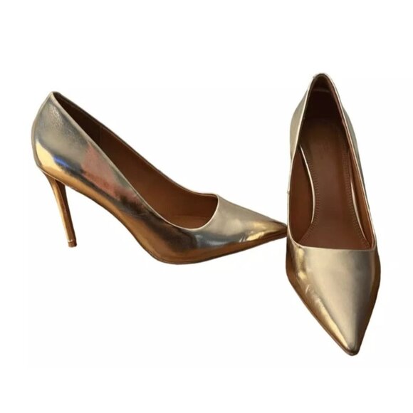 ASOS Gold Pointed Toe High Stiletto Heel Shoes 6 NEW - Picture 1 of 9